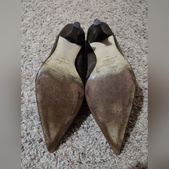 Nine West Suede/Leather Heel Dark Green Sz 7.5M - Picture 4 of 8